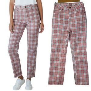 Guess Originals Womens‎ Plaid High Rise Straight Leg Jeans Size 24